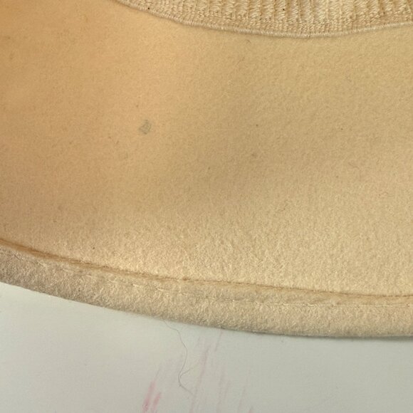 Samething Special 90s Cloche Hat Womens Wool Beige Flower Accent Vintage Style - Picture 5 of 13